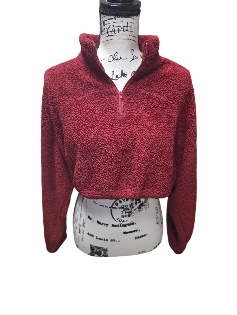 Pink 1/2 zip Up Crop Top
